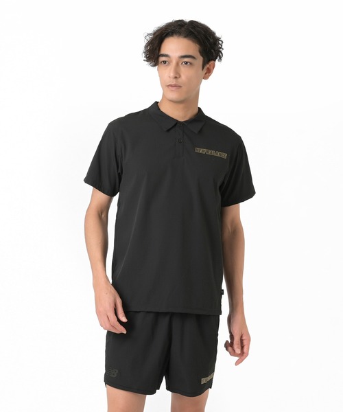 New Balance ブラックポロシャツ New Balance（ニューバランス） ポロシャツ 半袖 シアサッカーショート