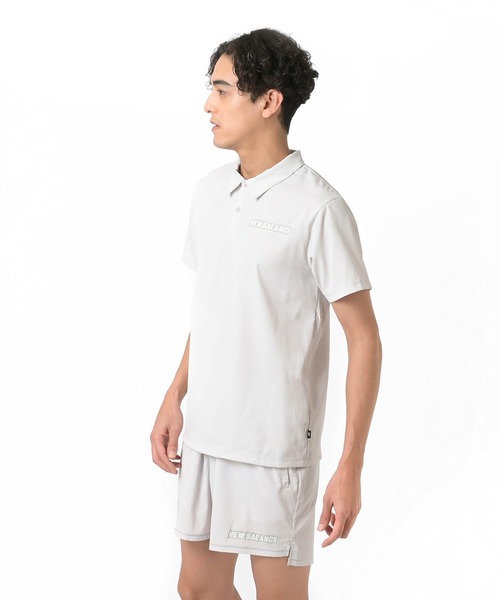 【23SS】Rene パール付き 半袖 ポロシャツ Sサイズ 白色 レース New Balance（ニューバランス） ポロシャツ 半袖 シアサッカーショート