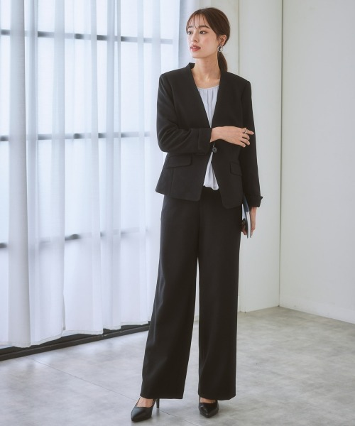 「7days Life Styling」 「LIPRIA」ノーカラージャケット L グレイッシュベージュ レディース_画像2
