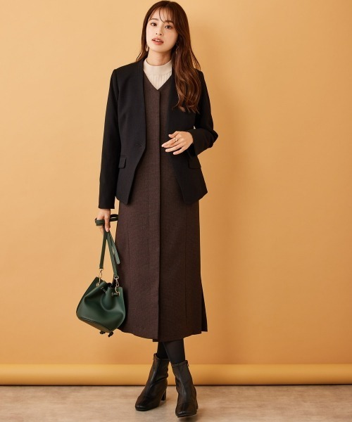 「7days Life Styling」 「LIPRIA」ノーカラージャケット L グレイッシュベージュ レディース_画像5
