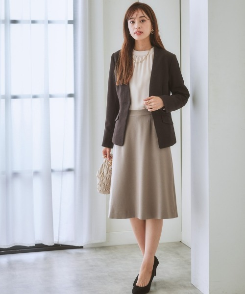 「7days Life Styling」 「LIPRIA」ノーカラージャケット L グレイッシュベージュ レディース_画像6