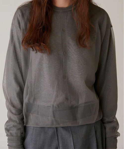 tシャツ 「INSCRIRE/アンスクリア」Sheer Pull Over Knit/シアープルオーバーニット レディースの画像