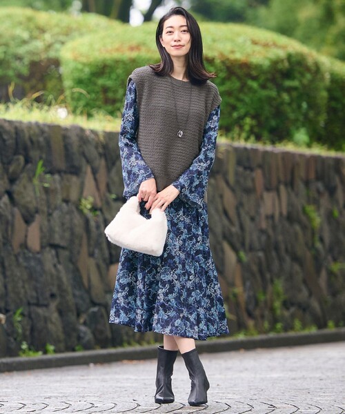 「自由区」 ニットベスト 44 ホワイト レディース_画像4