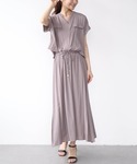 ワンピース 半袖 麻調合繊セパレート風ワンピースの詳細画像2