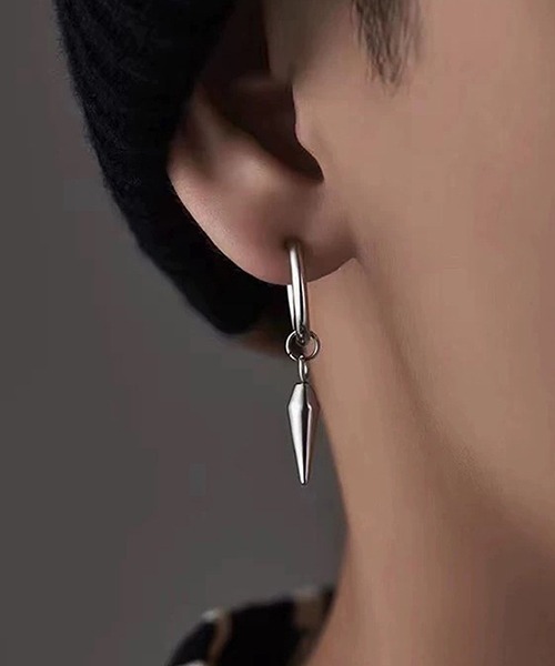 ピアス EK606/シルバーリングドロップピアス/両耳用/メンズ(NEZ