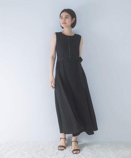 ワンピース ベルト付フレアシルエットロングドレス : ZOZOTOWN Yahoo