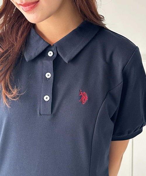 「U.S. POLO ASSN.」 シャツワンピース MEDIUM 杢グレー レディース_画像2