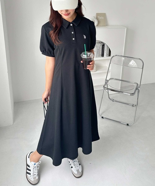 「U.S. POLO ASSN.」 シャツワンピース MEDIUM 杢グレー レディース_画像3