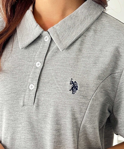 「U.S. POLO ASSN.」 シャツワンピース MEDIUM 杢グレー レディース_画像7