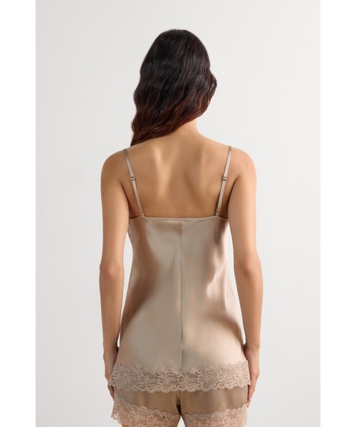 美品　Intimissimi　レース　シルク　キャミソール　肌着　S　ブラック レース＆シルク トップ | Intimissimi