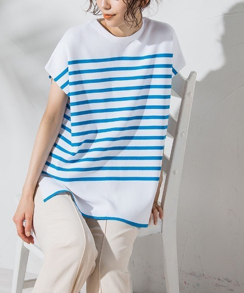 安価 ワタナベニット フレンチスリーブパネルボーダーニット ニット セーター レディースファッション ファッション 12 0 Www Jesuitnola Org