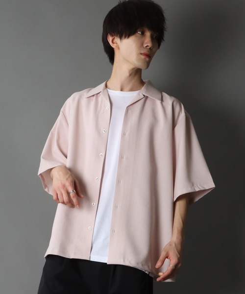 シャツ ブラウス メンズ Polyester tropical Oversize open Collar shirt/日本製 ポリトロ ドレープ オー｜zozo｜23