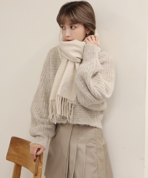 one after another NICE CLAUP マフラー オリジナルロゴ刺繍入り