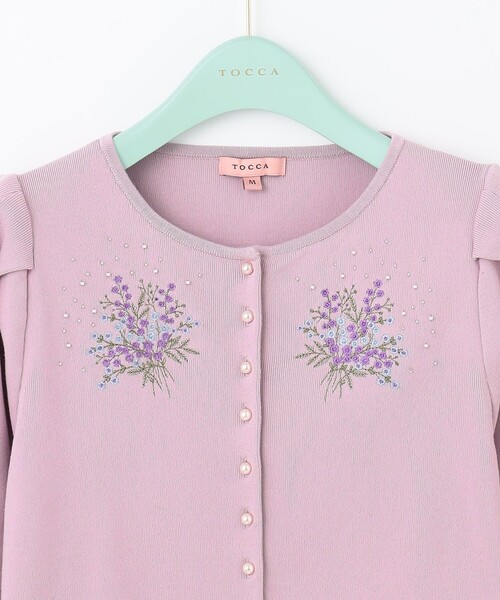 TOCCA - トッカ 23SS 洗える MINOSA KNIT カーディガン ニット 花 XS 洗える】LITTLE MIMOSA カーディガン / TOCCA | ファッション