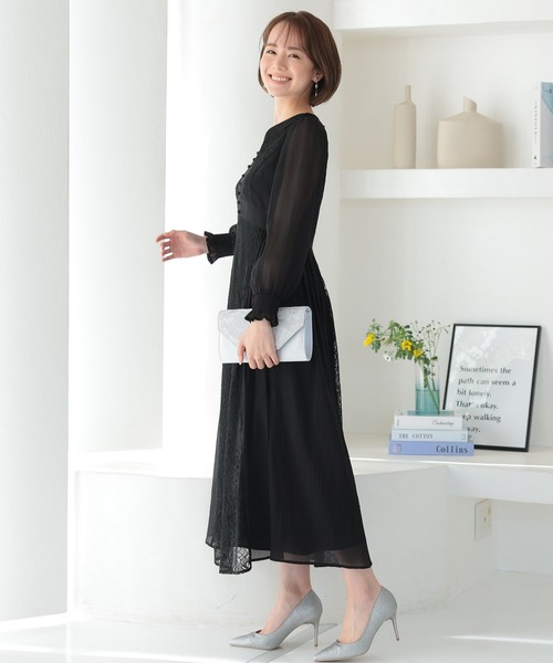 ♥LE’RURE♥ 訳あり 超人気 結婚式 お呼ばれ シフォンスリーブロンパース PREFERIR ドレス 楊柳シフォン シアースリーブ 結婚式 パーティ
