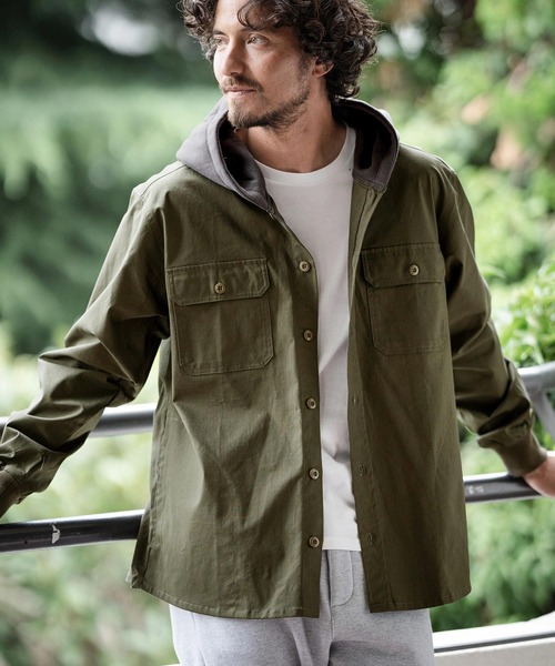 Magine シャツ ms5368-RIPSTOP HOODED WORK SHIRTS メンズ