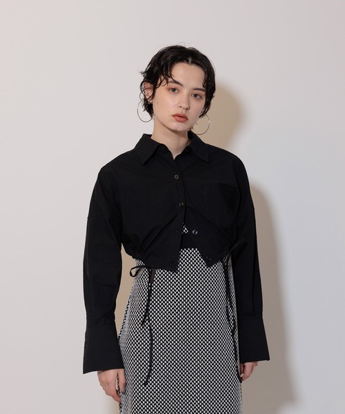 ブラウス シャツ ドロスト クロップド シャツ レディース Limue ブラウス シャツ ドロストクロップドシャツ レディース