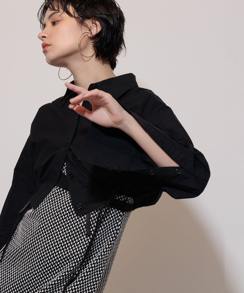 Limue ブラウス シャツ ドロストクロップドシャツ レディース