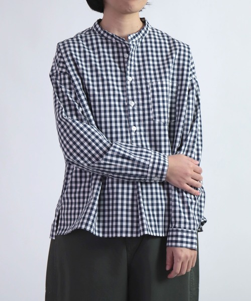 レディース D.M.G. ギンガムチェック バンドカラーシャツ