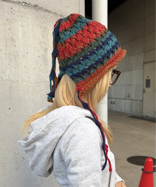 ニット帽 ニットキャップ 「HIKA」タッセル 付きカラフルニット帽