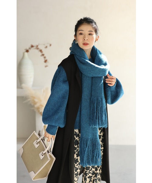 ベルルッティ マフラー　ストール ダークブルー 約70cm x 200cm ベルルッティ マフラーストール ダークブルー 約70cm x 200cm