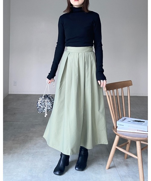 She's Closet スカート Aラインナイロンボリュームタックフレア