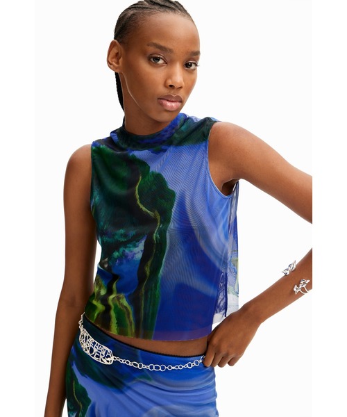 tシャツ M. Christian Lacroix 風景モチーフ チュールTシャツ レディース レディース M. Christian Lacroix 風景モチーフ チュールTシャツ