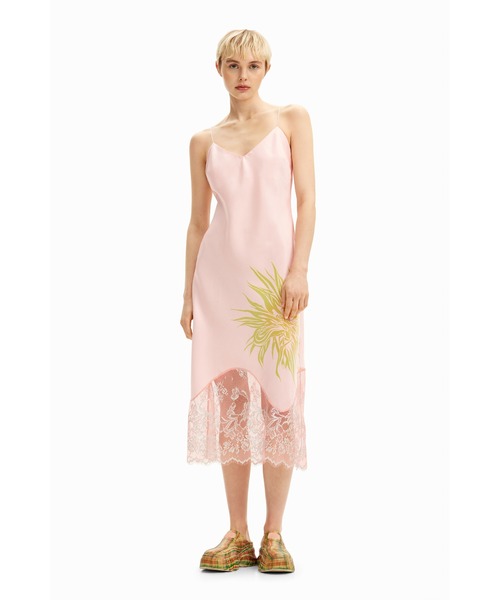 Desigual × Collina Strada フローラルサテンミディドレス Collina Strada satin floral dress Women's I Desigual.com