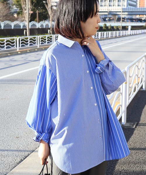 【MAG×スタイリストコラボ】イージーケアシャツ　オーバーサイズ ブラック UNFILO｜【MAG×スタイリストコラボ】イージーケアシャツ×ラメI