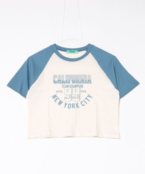 tシャツ ワッペンロゴラグランT/patch logo raglan t-shirt レディース WOND tシャツ CALIFORNIAロゴラグランTシャツ レディース
