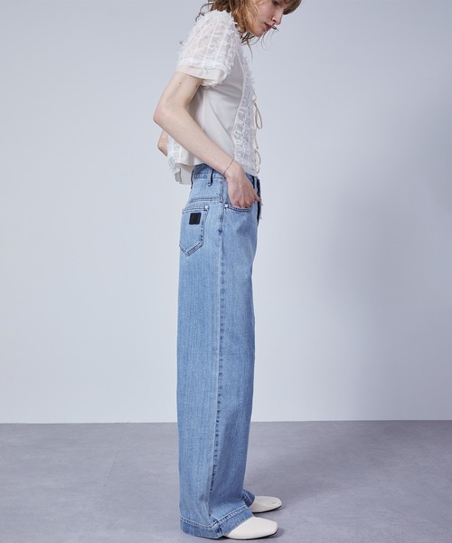ジーンズ デニム デニムパンツ 「ELOOPS」裾切り替えワイド