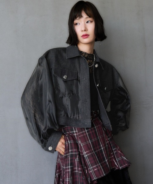 【完売品】HARE デニムシアーキリカエブルゾン ブラック F 楽天市場】デニムシアーキリカエブルゾン HARE ハレ ジャケット