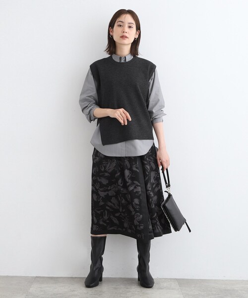 INDIVI ニット セーター 「洗える」アシンメトリーニットベスト