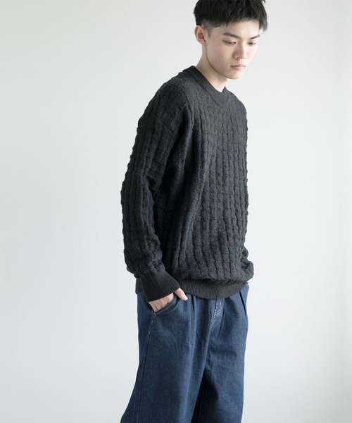aimoha セーター ニット men Cozy Grid Knit Sweater メンズ