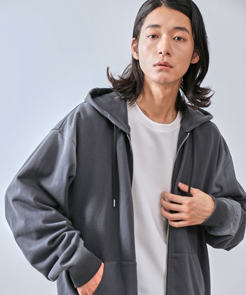 JUNRED パーカー エッジスプレースウェットダブルジップパーカー