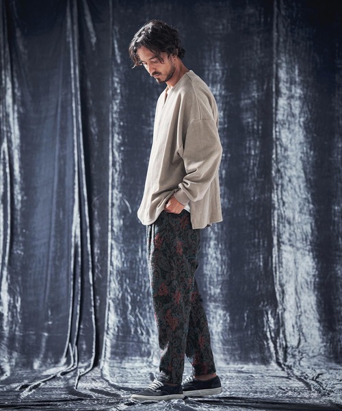 ANGENEHM パンツ mp12737-Shaggy paisley motif fabric wide