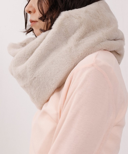 emesuelee ネックウォーマー スヌード エコファースヌード レディース