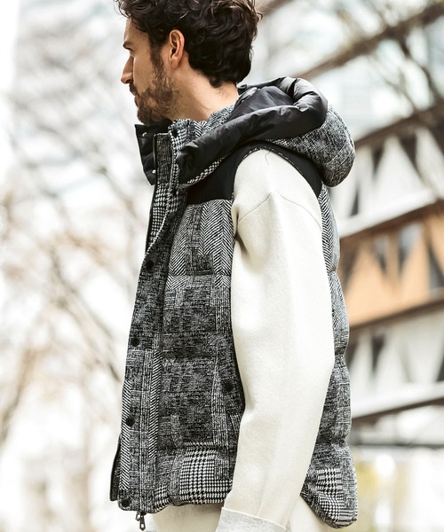 1PIU1UGUALE3 RELAX ジャガード ファイバーダウンジャケット L 1PIU1UGUALE3 RELAX ウノピゥウノウグァーレトレ リラックス ハウンド