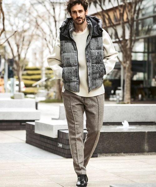 1PIU1UGUALE3 RELAX ジャガード ファイバーダウンジャケット L 1PIU1UGUALE3 RELAX(ウノピゥウノウグァーレトレ リラックス)ハウンド