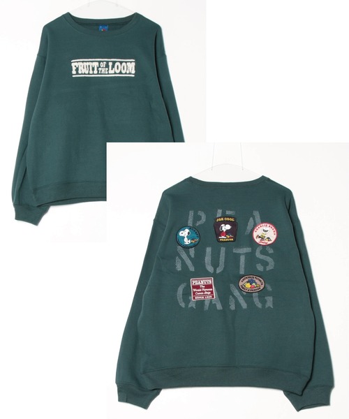トレーナー スウェット 「FRUIT OF THE LOOM/フルーツオブザルーム」FTL×PEANUTSワッペン甘編み裏毛スエット レディース