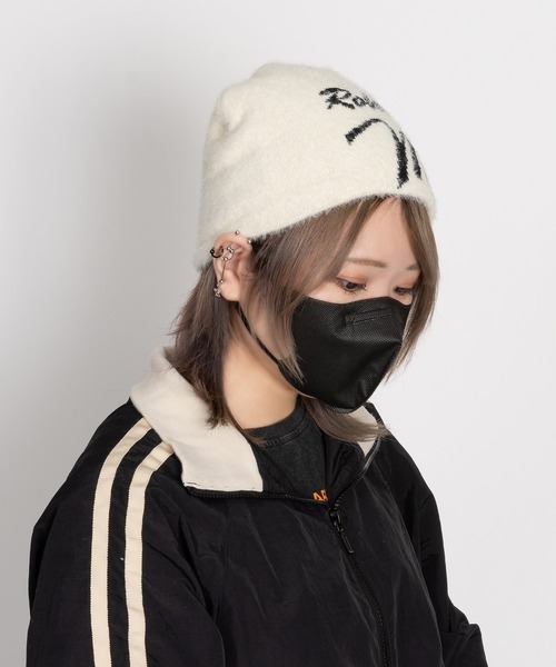 John galliano ラビットファー ニット帽 ニュースペーパー ビーニー 14+（イチヨンプラス）の「ラビットファーミックスニット帽 / knitcap