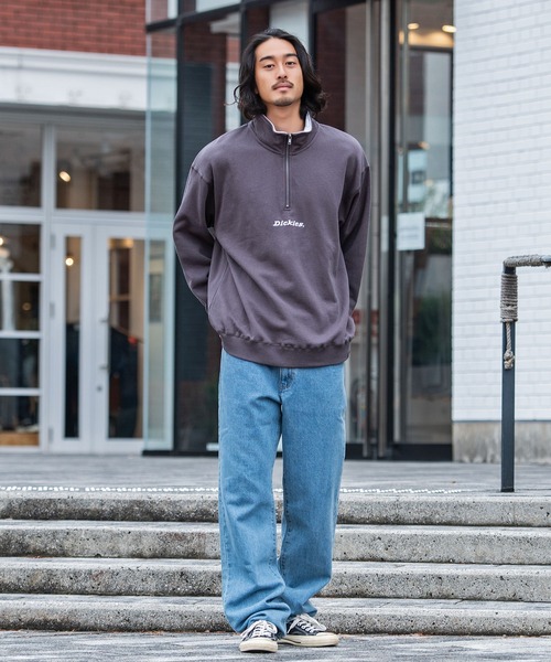 ♡未着用♡Dickies 裏起毛 グレー ハーフジップ　スウェットトレーナー Dickies トレーナー スウェット 「Dickies/ディッキーズ」裏起毛