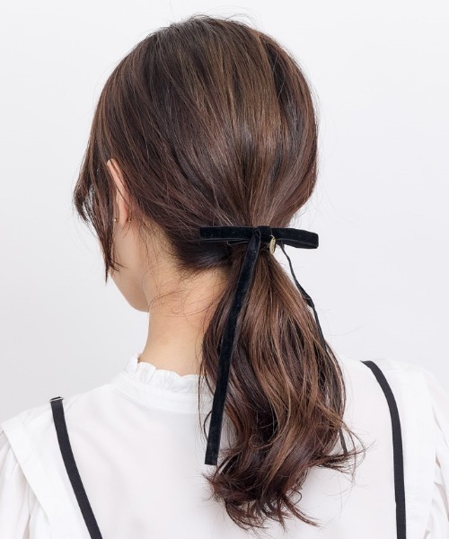 Heartdance ヘアクリップ 細ベロアリボンフックポニー : ZOZOTOWN
