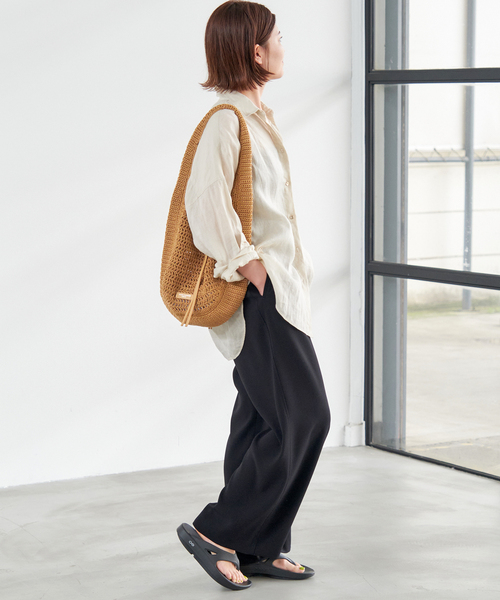 現行品✨スピックアンドスパン　シルキードレープ2タックワイドパンツ　ブラック 追加》シルキードレープ2タックワイドパンツ（スラックス