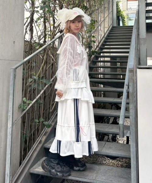 Candy Stripper FRILL MESH JERSEY スカート Candy Stripper（キャンディーストリッパー） ロング スカート FRILL