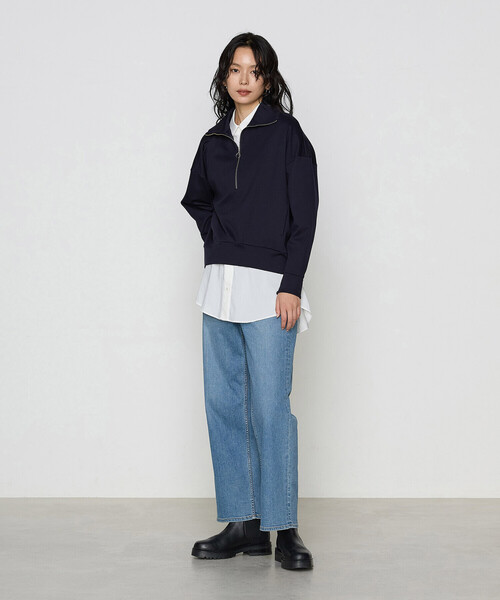 COMME CA（コムサ） tシャツ レーヨンストレッチポンチ ハーフジップ