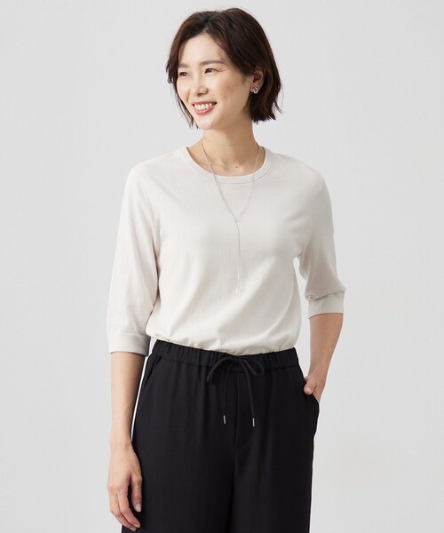 ニット セーター 「洗える」BASIC HT COTTON クールネック プルオーバー レディース ニット セーター 「洗える」BASIC HT COTTON クールネック プル