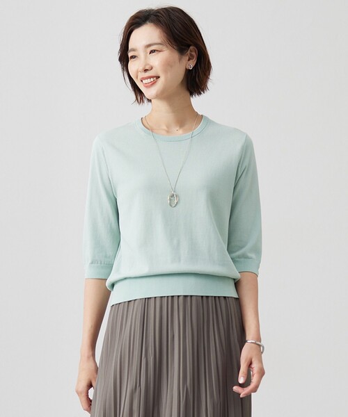 ニット セーター 「洗える」BASIC HT COTTON クールネック プルオーバー レディース ニット セーター 「洗える」BASIC HT COTTON クールネック プル
