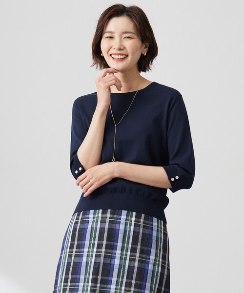 ニット セーター 「洗える」BASIC HT COTTON クールネック プルオーバー レディース ニット セーター 「洗える」BASIC HT COTTON クールネック プル