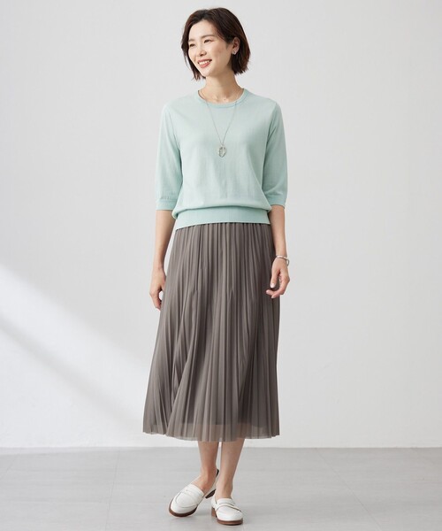 ニット セーター 「洗える」BASIC HT COTTON クールネック プル